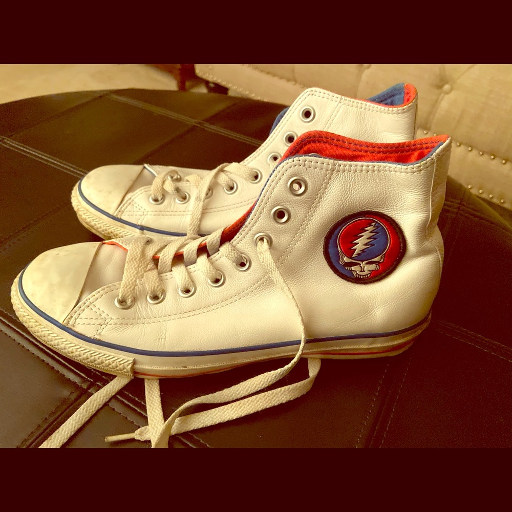 RARE size 8.5 ladies, White Grateful Dead Converse